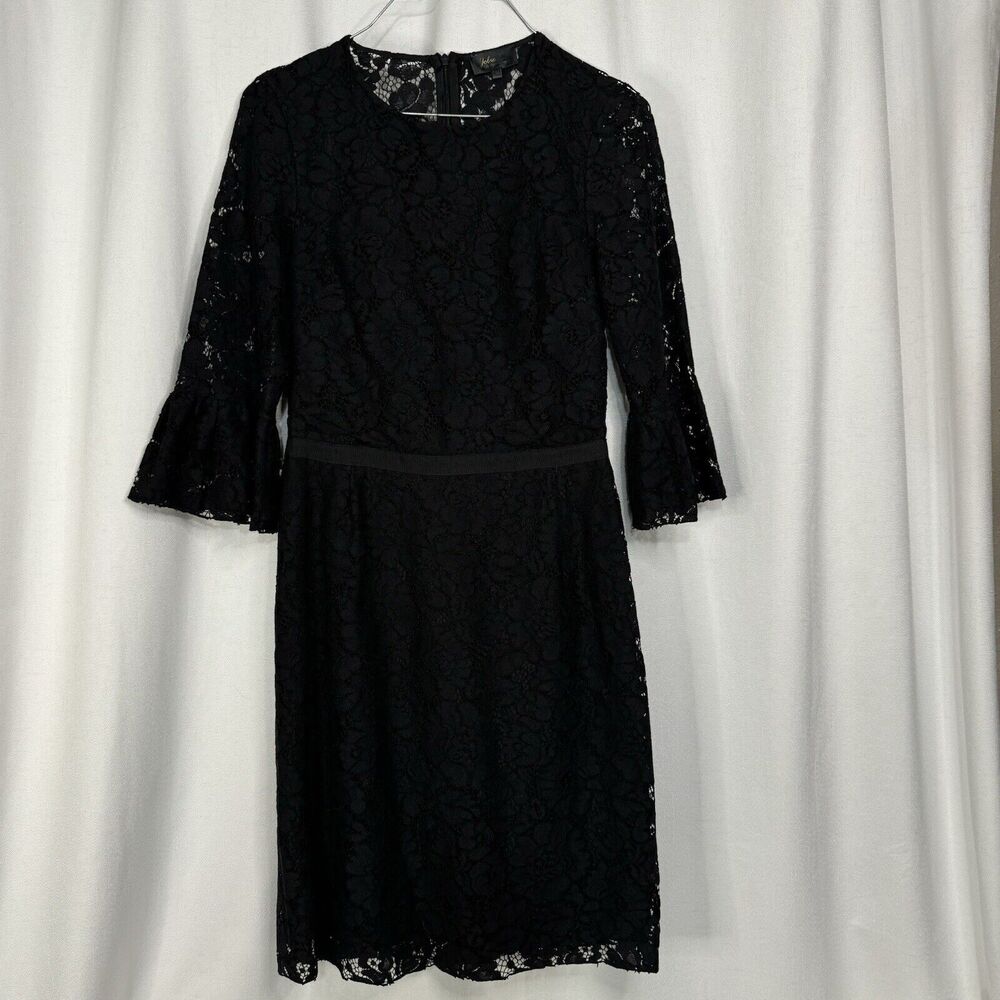 Black Shear Lace Dress Jolie by Edward Spiers Bell Sleeve Dress Medium LBD Goth